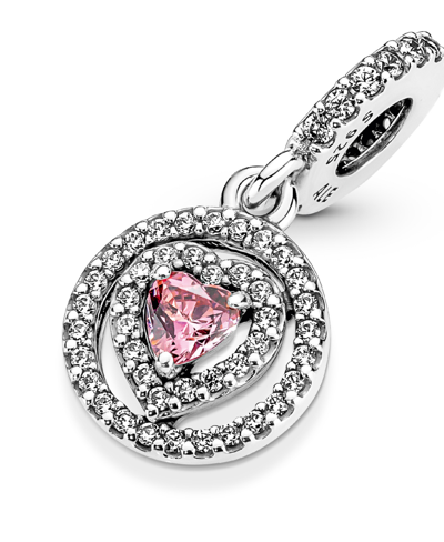 Shop Pandora Cubic Zirconia Sparkling Double Halo Heart Dangle Charm In Pink