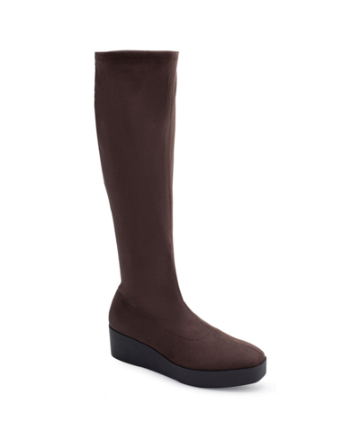 Shop Aerosoles Cecina Boot-casual Boot-tall-wedge In Java Faux Suede