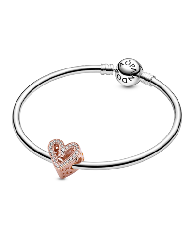 Pandora Cubic Zirconia Sparkling Freehand Heart Charm In Clear
