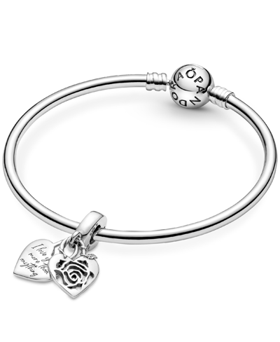 Pandora Sterling Silver Rose Heart Padlock Dangle Charm In Silver