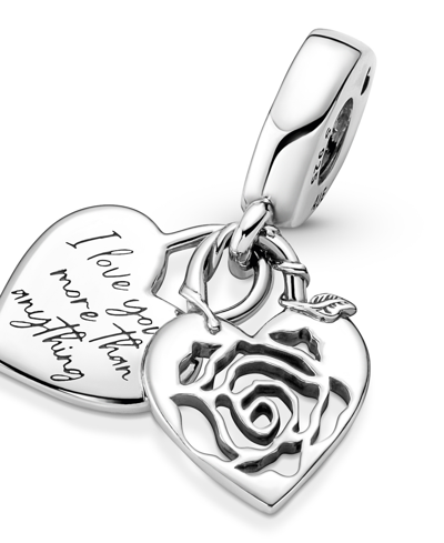 Pandora Sterling Silver Rose Heart Padlock Dangle Charm In Silver
