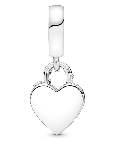 Pandora Sterling Silver Rose Heart Padlock Dangle Charm In Silver
