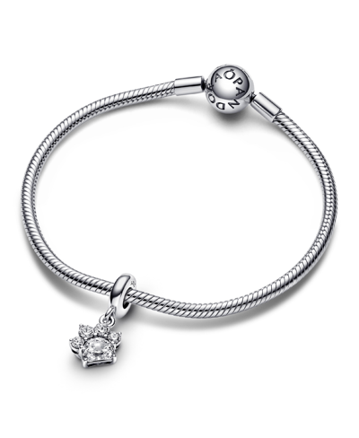 Pandora Cubic Zirconia Sparkling Pet Paw Print Dangle Charm In Clear