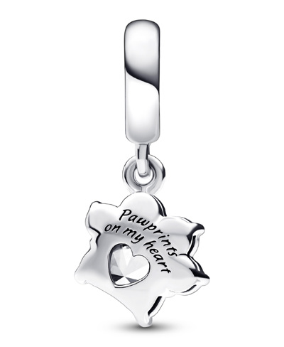 Pandora Cubic Zirconia Sparkling Pet Paw Print Dangle Charm In Clear