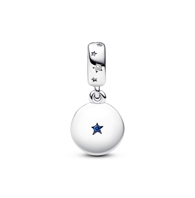 Pandora Cubic Zirconia Family Love Double Dangle Charm In Blue