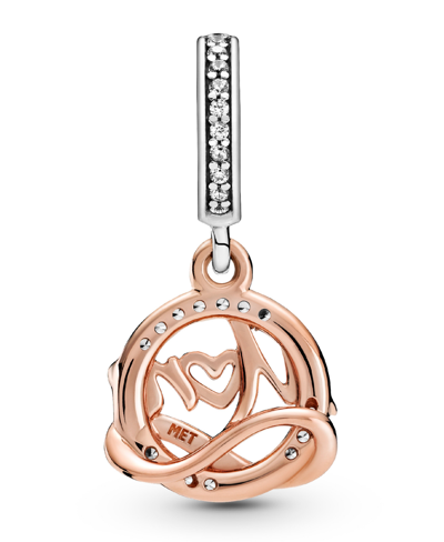 Pandora Cubic Zirconia Two-tone Mom Dangle Charm In Clear