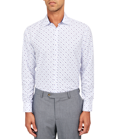 Shop Calabrum Men's Regular-fit Micro-geo Dress Shirt In White,blue