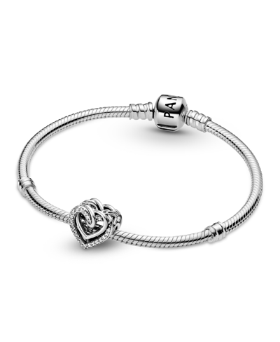 Pandora Cubic Zirconia Sparkling Entwined Hearts Charm In Clear