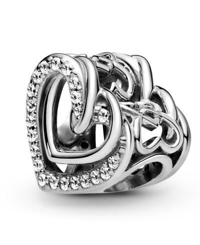 Pandora Cubic Zirconia Sparkling Entwined Hearts Charm In Clear