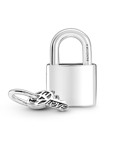 Pandora Cubic Zirconia Padlock And Key Dangle Charm In Clear