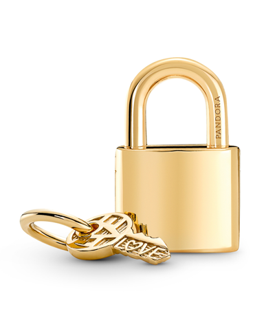 Pandora Cubic Zirconia Padlock Key Dangle Charm In Clear