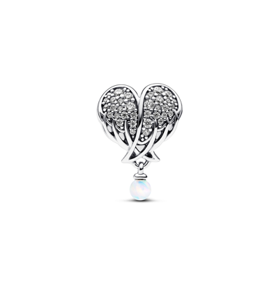 Pandora Cubic Zirconia Angel Wings Heart Charm In White