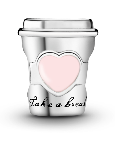 Shop Pandora Sterling Silver Take A Break Coffee Cup Charm In Pink