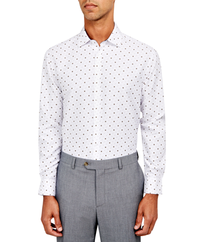 Shop Calabrum Men's Regular-fit Micro-geo Dress Shirt In White