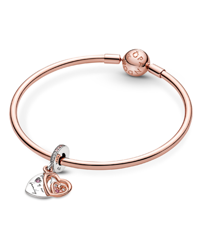 Shop Pandora Mixed Stone Entwined Infinite Hearts Double Dangle Charm In Pink
