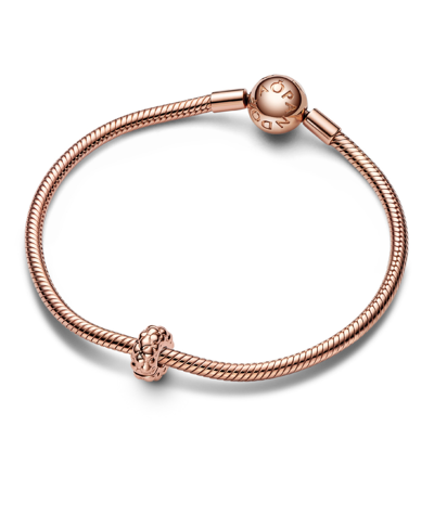 Pandora Sterling Silver Fixed Clips Charm Studded Fixed Clip Charm In Rose-gold