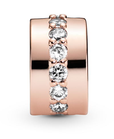 Shop Pandora Cubic Zirconia Sparkling Row Spacer Charm In Rose Gold