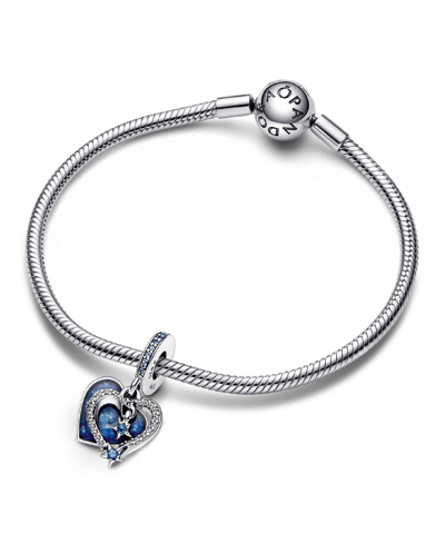 Pandora Mixed Stone Celestial Shooting Star Heart Double Dangle Charm In Blue