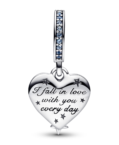 Pandora Mixed Stone Celestial Shooting Star Heart Double Dangle Charm In Blue