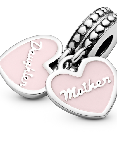 Pandora Cubic Zirconia Mother Daughter Hearts Dangle Charm In Pink