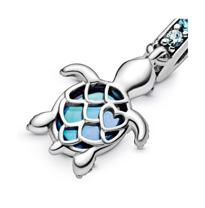 Pandora Crystals Murano Glass Sea Turtle Dangle Charm In Multicolor