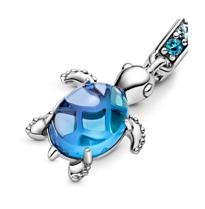 Pandora Crystals Murano Glass Sea Turtle Dangle Charm In Multicolor