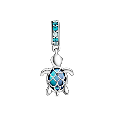 Pandora Crystals Murano Glass Sea Turtle Dangle Charm In Multicolor