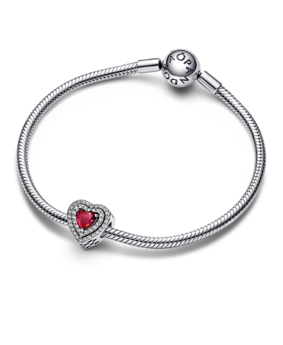 Pandora Mixed Stone Sparkling Levelled Heart Charm In Red