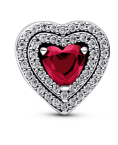 Pandora Mixed Stone Sparkling Levelled Heart Charm In Red