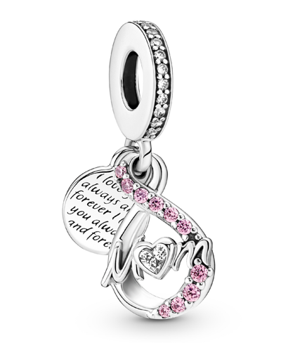 Shop Pandora Cubic Zirconia Mom Infinity Pave Double Dangle Charm In Pink