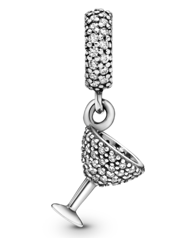 Pandora Cubic Zirconia Pave Cocktail Glass Dangle Charm In Clear
