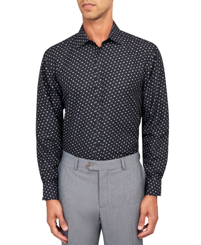 Shop Calabrum Men's Regular-fit Micro-geo Dress Shirt In Black