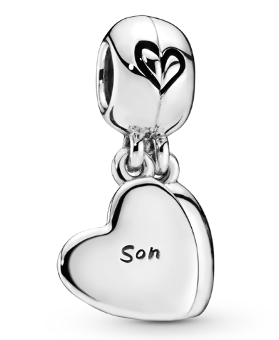 Pandora Sterling Silver Mother Son Heart Split Dangle Charm In Black