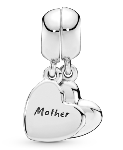 Pandora Sterling Silver Mother Son Heart Split Dangle Charm In Black
