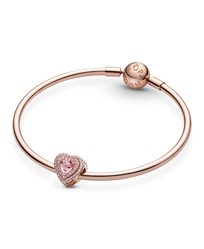 Pandora Mixed Stone Sparkling Levelled Heart Charm In Pink