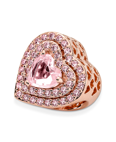 Pandora Mixed Stone Sparkling Levelled Heart Charm In Pink