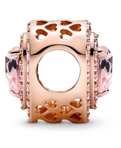 Pandora Mixed Stone Sparkling Levelled Heart Charm In Pink