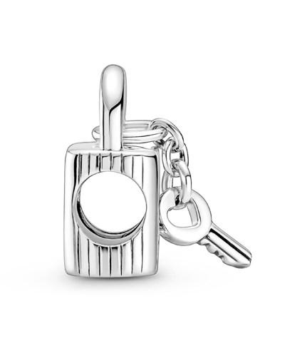 Pandora Sterling Silver Padlock Heart Key Charm In Black