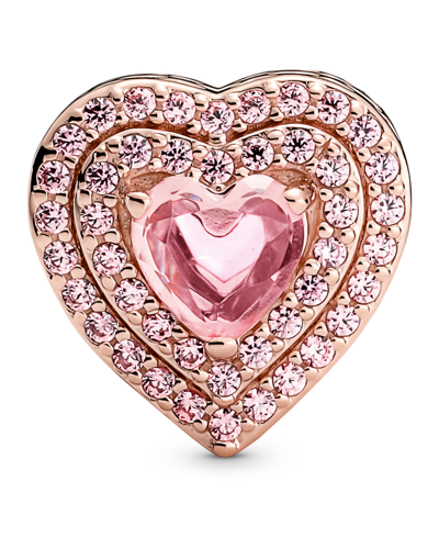 Pandora Mixed Stone Sparkling Levelled Heart Charm In Pink