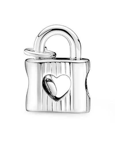 Pandora Sterling Silver Padlock Heart Key Charm In Black