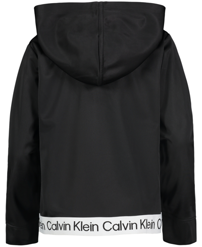 Shop Calvin Klein Performance Big Girls Logo Elastic Hem 1/4-zip Hoodie In Misty Lilac