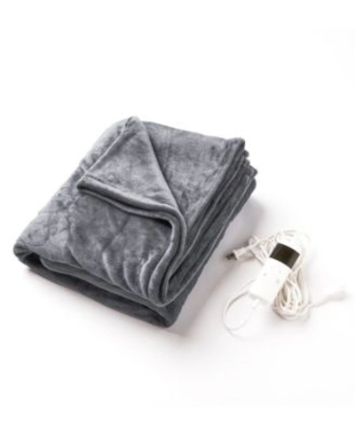 Shop Unikome Plush Cozy Flannel Electric Blanket In Gray