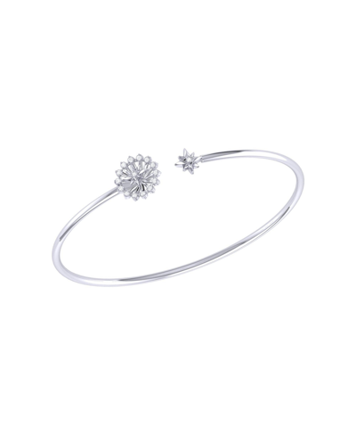 Shop Luvmyjewelry Starburst Design Sterling Silver And Diamond Adjustable Women Cuff In White