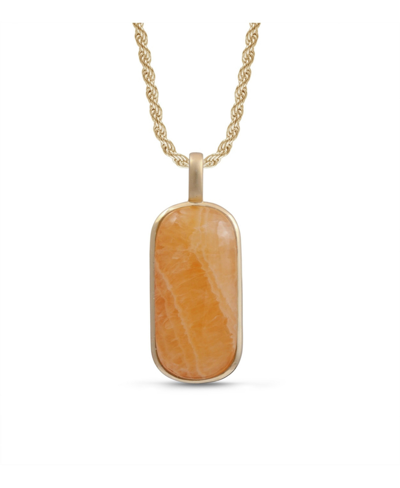 Shop Luvmyjewelry Yellow Lace Agate Gemstone Yellow Gold Plated Sterling Silver Men Tag With Chain