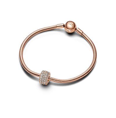 Pandora Cubic Zirconia Pave Triple-row Charm In Clear