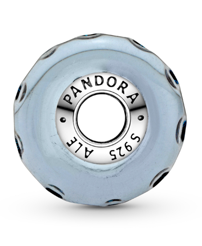 Pandora Sterling Silver Wavy Dark Blue Murano Glass Ocean Charm In Blue