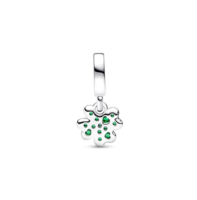 Pandora Crystals Four Leaf Clover Dangle Charm In Green