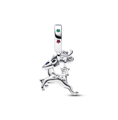 Pandora Cubic Zirconia Magical Christmas Reindeer Dangle Charm In Multicolor