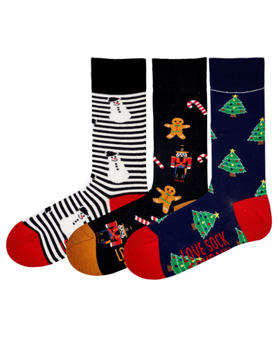 Shop Love Sock Company Men's Christmas Novelty Luxury Unisex Crew Socks Bundle Fun Colorful Socks, Pack Of 3 In Multi Color