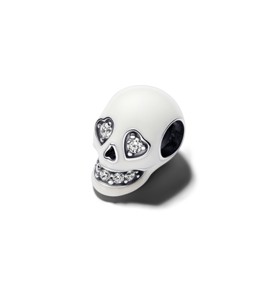 Pandora Sterling Silver Glow-in-the-dark Skull Charm In White